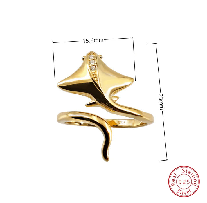 Big Manta Ray 925 Sterling Silver Ring