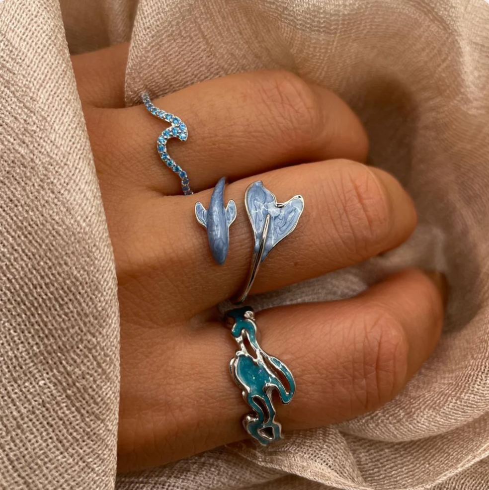 Blue Whale Adjustable 925 Sterling Silver Ring