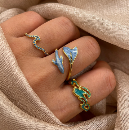 Blue Whale Adjustable 925 Sterling Silver Ring