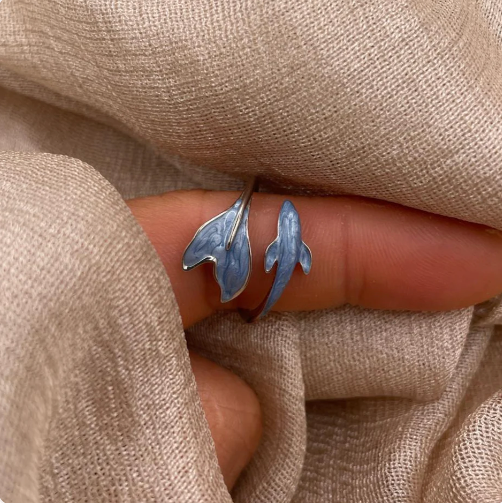Blue Whale Adjustable 925 Sterling Silver Ring
