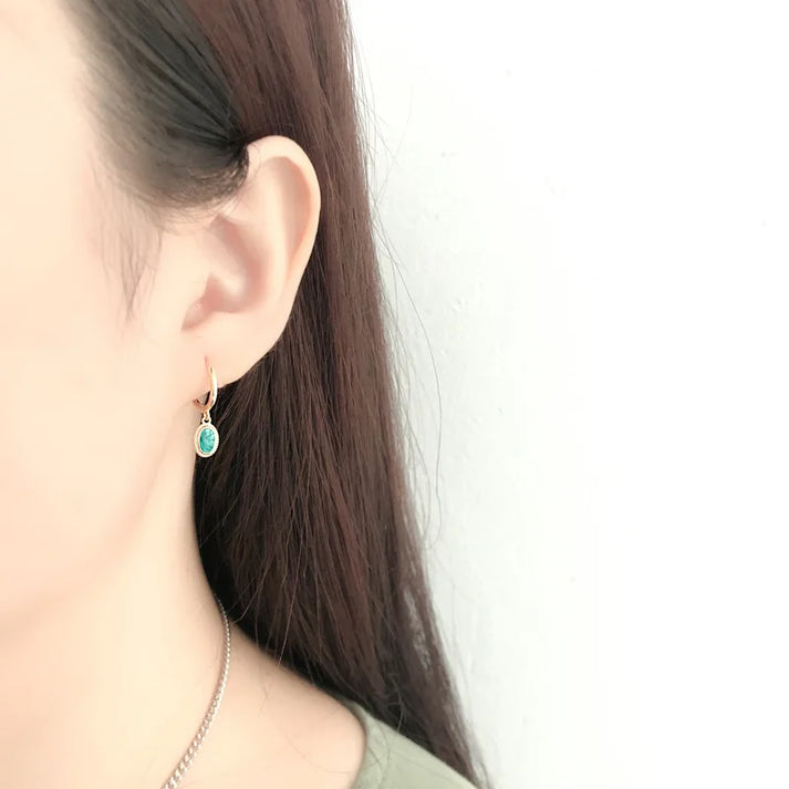 Aqua Drop Huggie Earrings 925 Sterling Silver