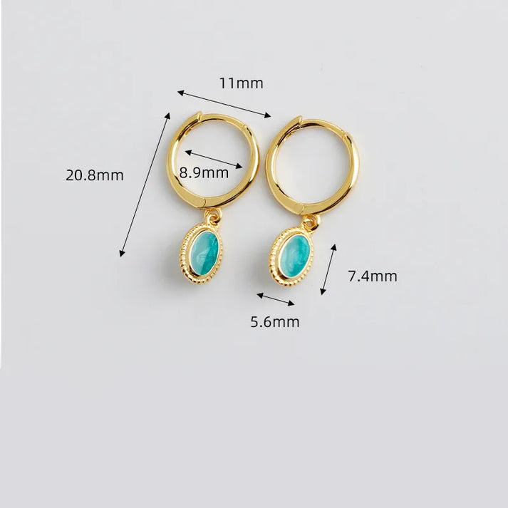 Aqua Drop Huggie Earrings 925 Sterling Silver