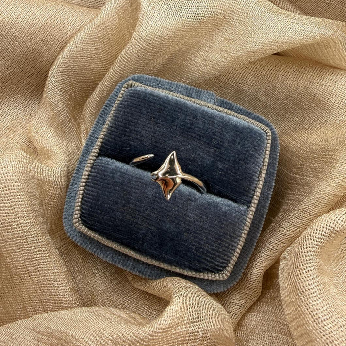 Manta Ray Open 925 Sterling Silver Ring Minimal Ocean Adjustable Ring