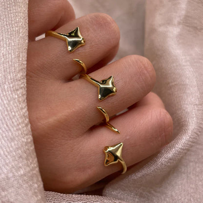 Manta Ray Open 925 Sterling Silver Ring Minimal Ocean Adjustable Ring