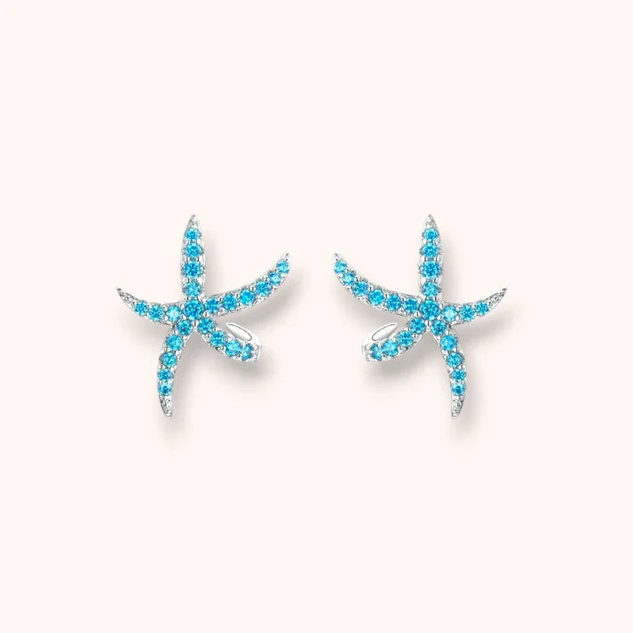 Blue Starfish 925 Sterling Silver Earrings