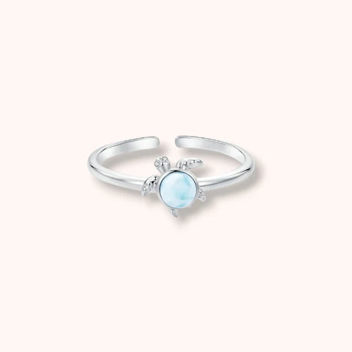 Blue Sea Turtle Open 925 Sterling Silver Ring | Ocean-Inspired Adjustable Ringt
