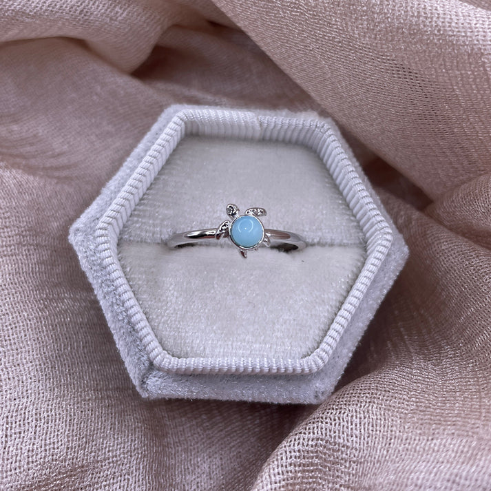 Blue Sea Turtle Open 925 Sterling Silver Ring | Ocean-Inspired Adjustable Ringt